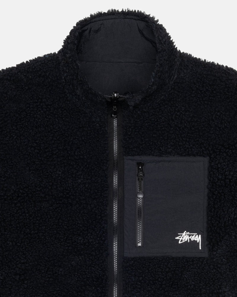 Ropa De Abrigo Stussy SHERPA REVERSIBLE JACKET Unisex Negros | AOSH-97850