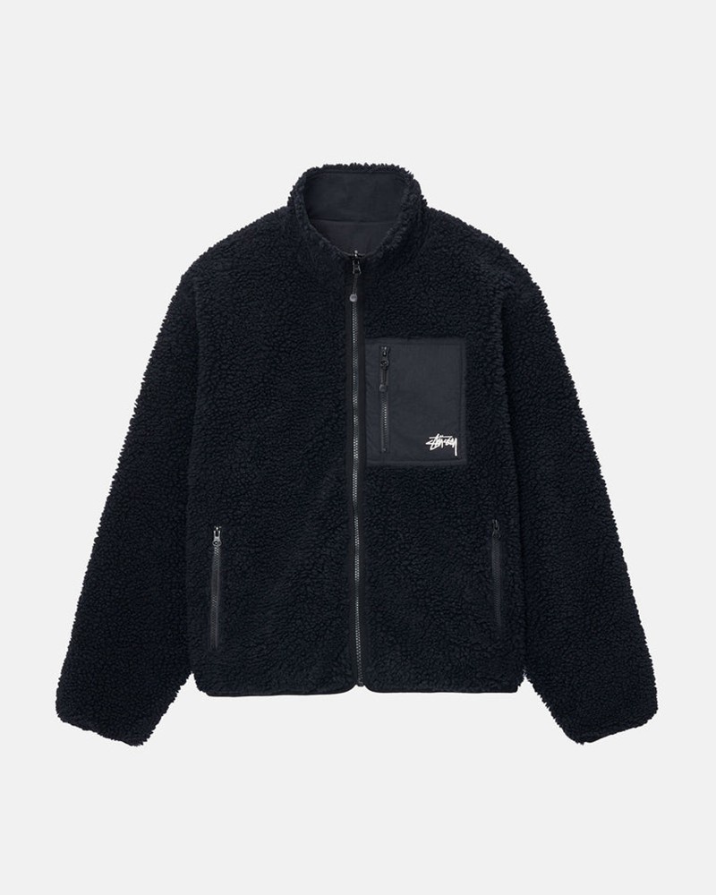 Ropa De Abrigo Stussy SHERPA REVERSIBLE JACKET Unisex Negros | AOSH-97850