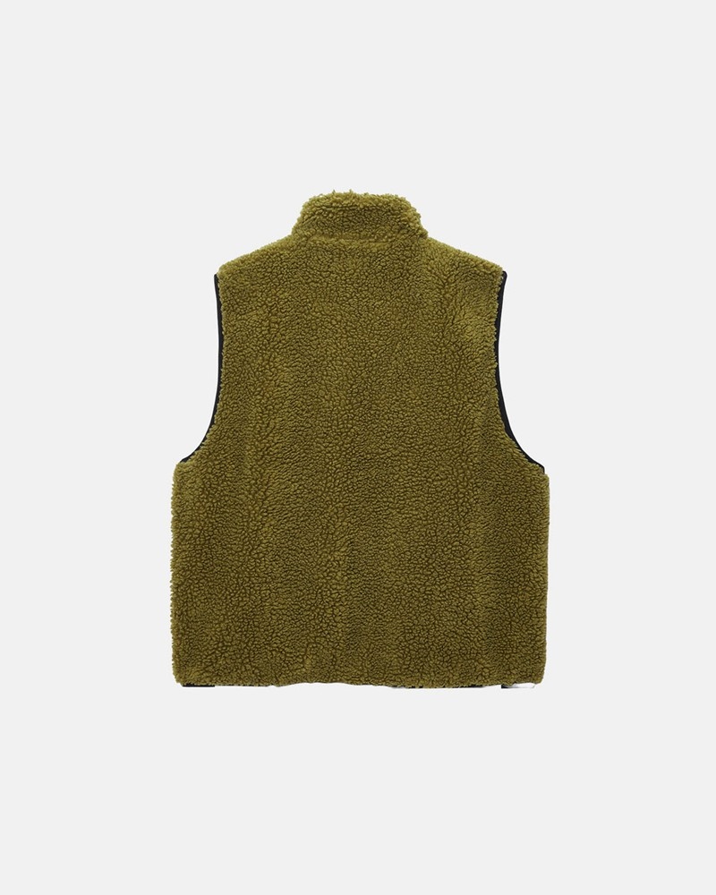 Ropa De Abrigo Stussy SHERPA REVERSIBLE VEST Unisex Verde Oliva | EZBQ-74293