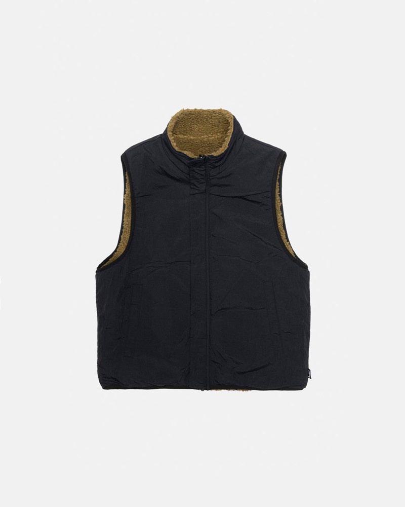 Ropa De Abrigo Stussy SHERPA REVERSIBLE VEST Unisex Verde Oliva | EZBQ-74293