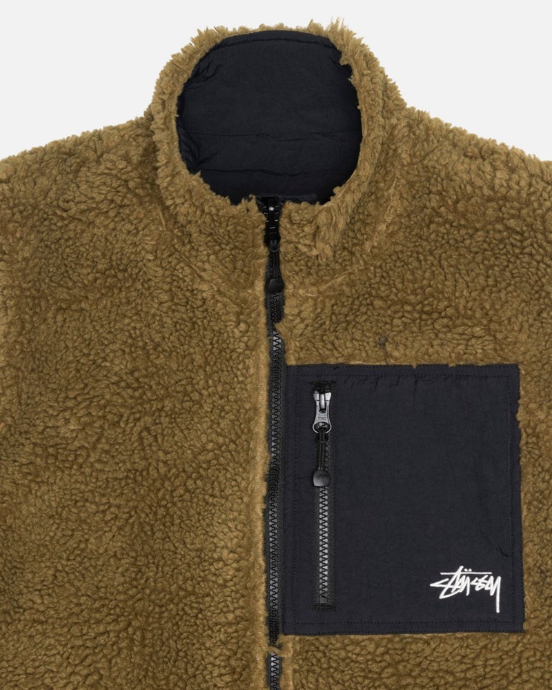 Ropa De Abrigo Stussy SHERPA REVERSIBLE VEST Unisex Verde Oliva | EZBQ-74293