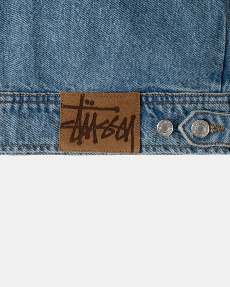 Ropa De Abrigo Stussy ZIP WORK JACKET DENIM Unisex Azules | HRVS-91648