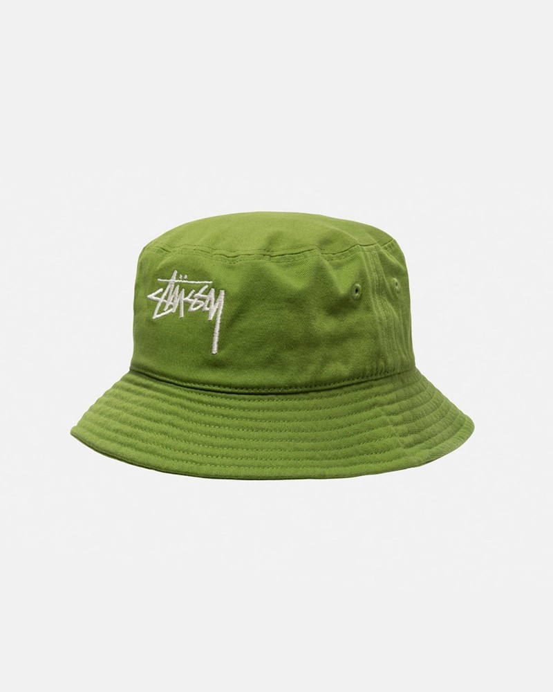 Sombreros Stussy BUCKET HAT BIG STOCK Unisex Verdes | CGJA-63508