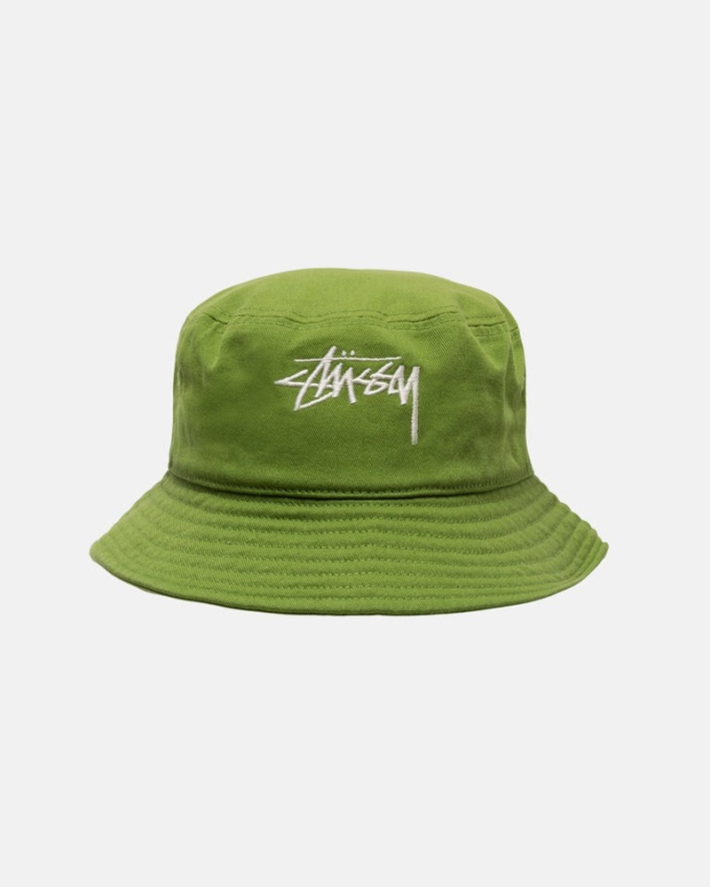 Sombreros Stussy BUCKET HAT BIG STOCK Unisex Verdes | CGJA-63508