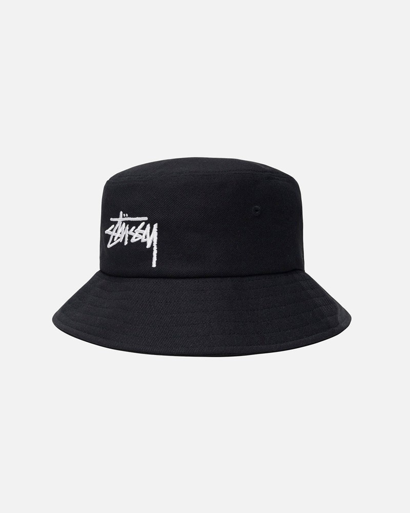 Sombreros Stussy BUCKET HAT BIG STOCK Unisex Negros | YROV-75689