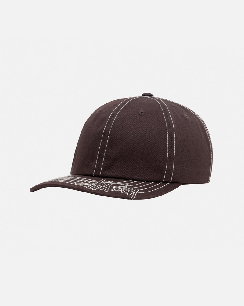 Sombreros Stussy LOW PRO BASIC STITCH STRAPBACK Unisex Marrom | ITWN-53821