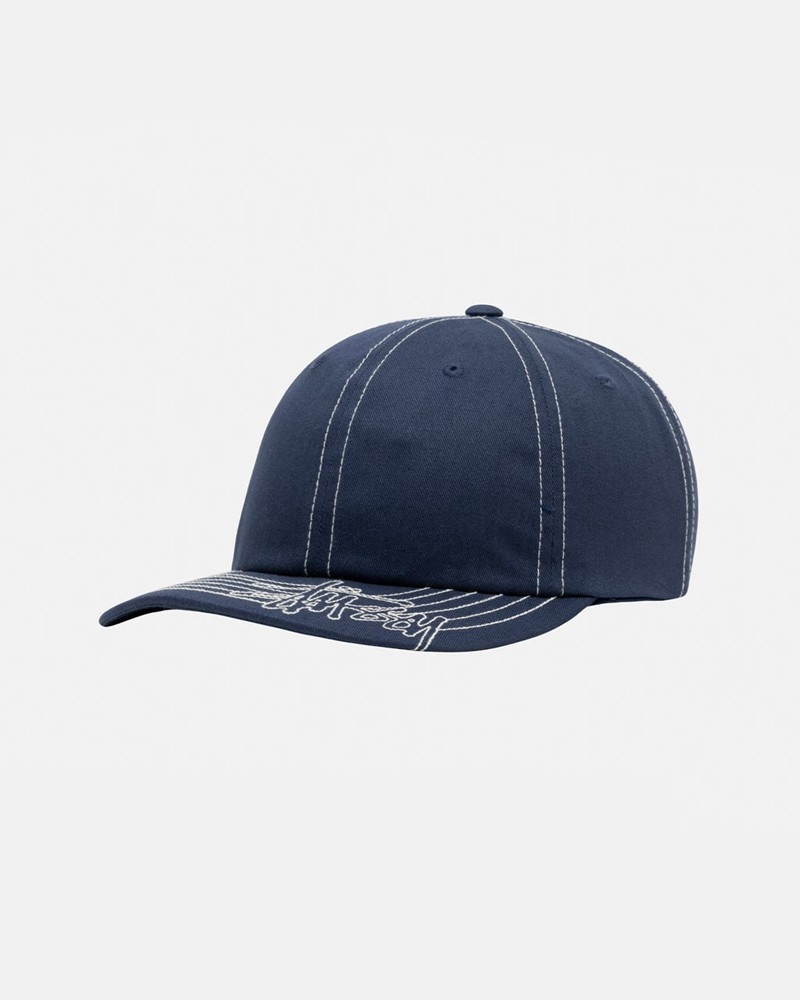 Sombreros Stussy LOW PRO BASIC STITCH STRAPBACK Unisex Azul Marino | EKOH-26095