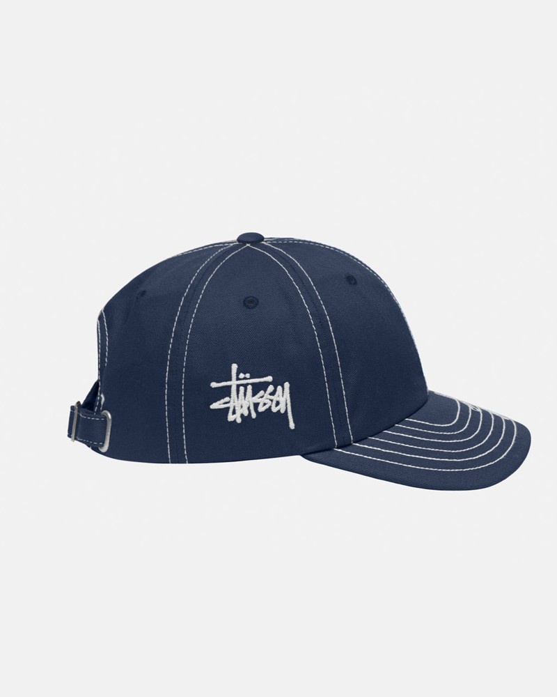 Sombreros Stussy LOW PRO BASIC STITCH STRAPBACK Unisex Azul Marino | EKOH-26095