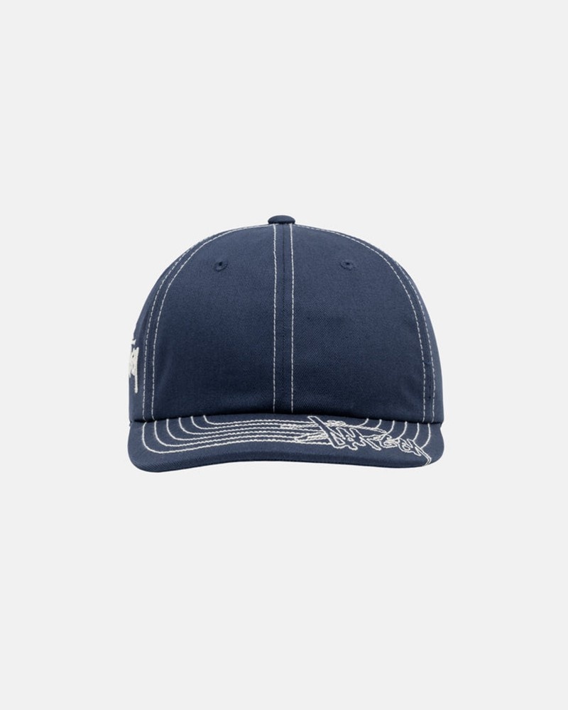 Sombreros Stussy LOW PRO BASIC STITCH STRAPBACK Unisex Azul Marino | EKOH-26095