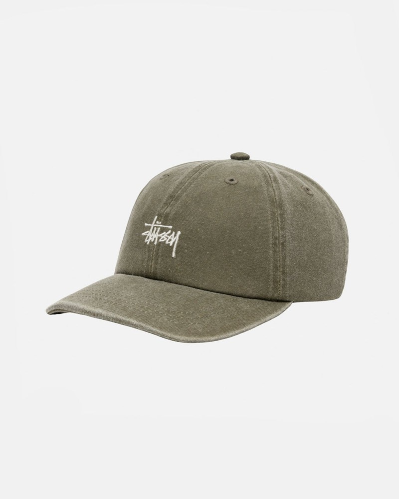 Sombreros Stussy LOW PRO BASIC WASHED STRAPBACK Unisex Verde Oliva | PZJK-83512