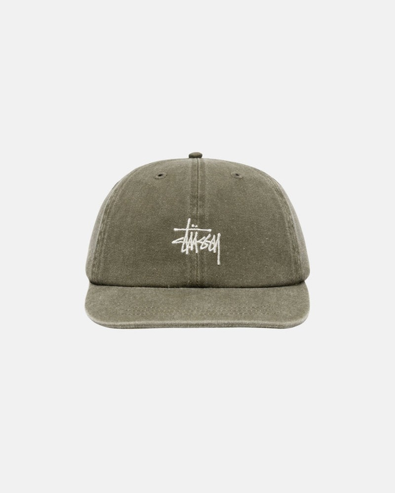 Sombreros Stussy LOW PRO BASIC WASHED STRAPBACK Unisex Verde Oliva | PZJK-83512