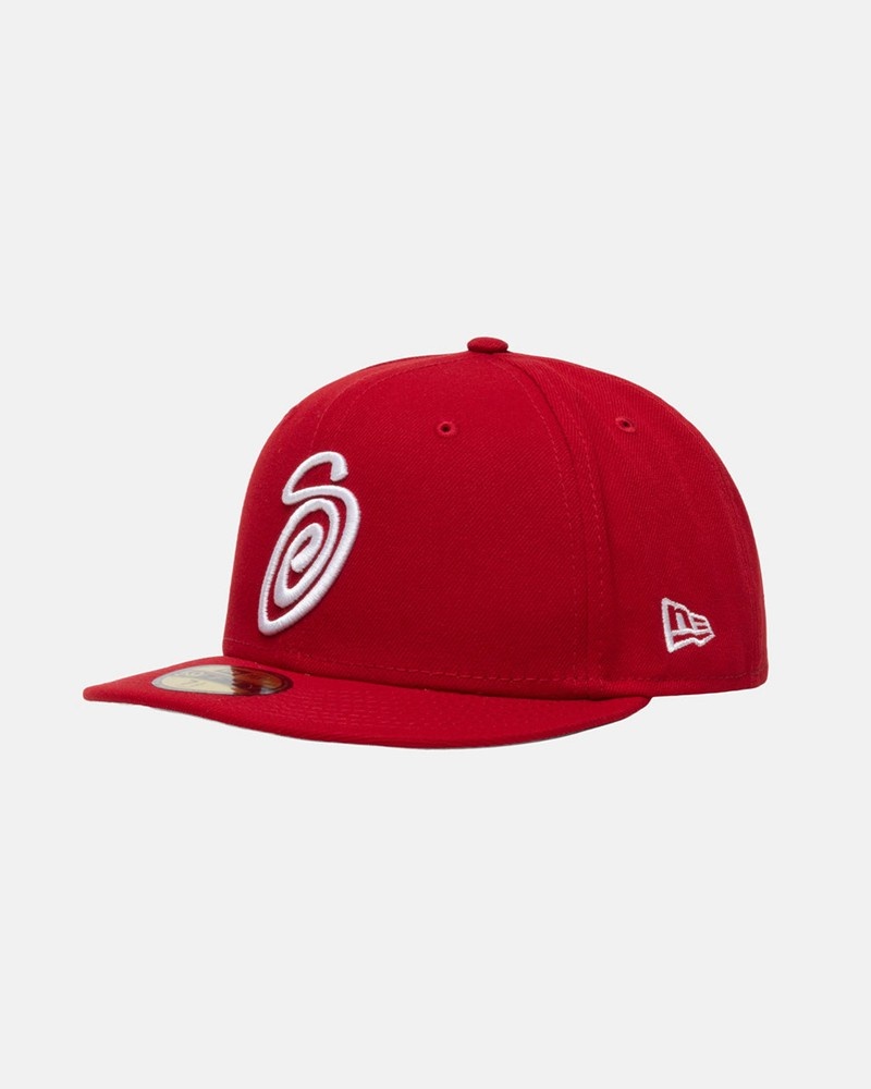 Sombreros Stussy NEW ERA 59FIFTY CURLY S Unisex Rojos | DWVM-87562