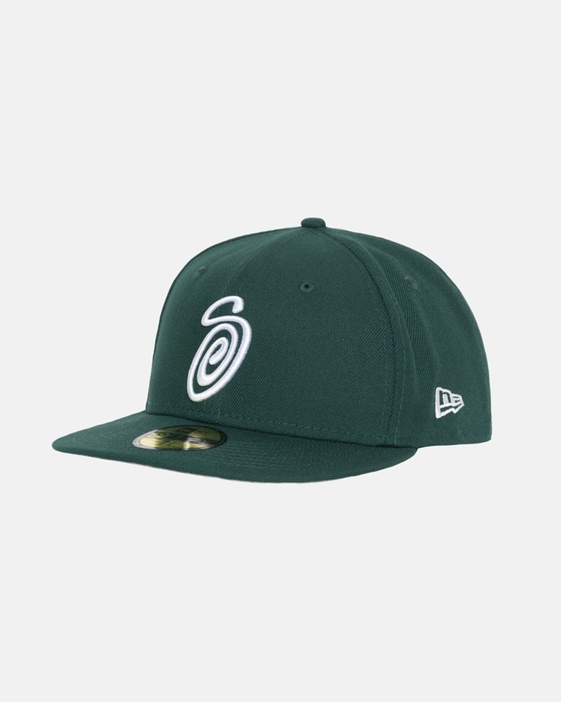 Sombreros Stussy NEW ERA 59FIFTY CURLY S Unisex Verdes | ZOBM-34097