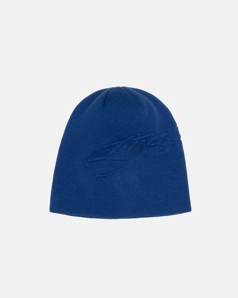 Sombreros Stussy SKULLCAP EMBOSSED SMOOTH STOCK Unisex Azul Rey | BSFQ-32598