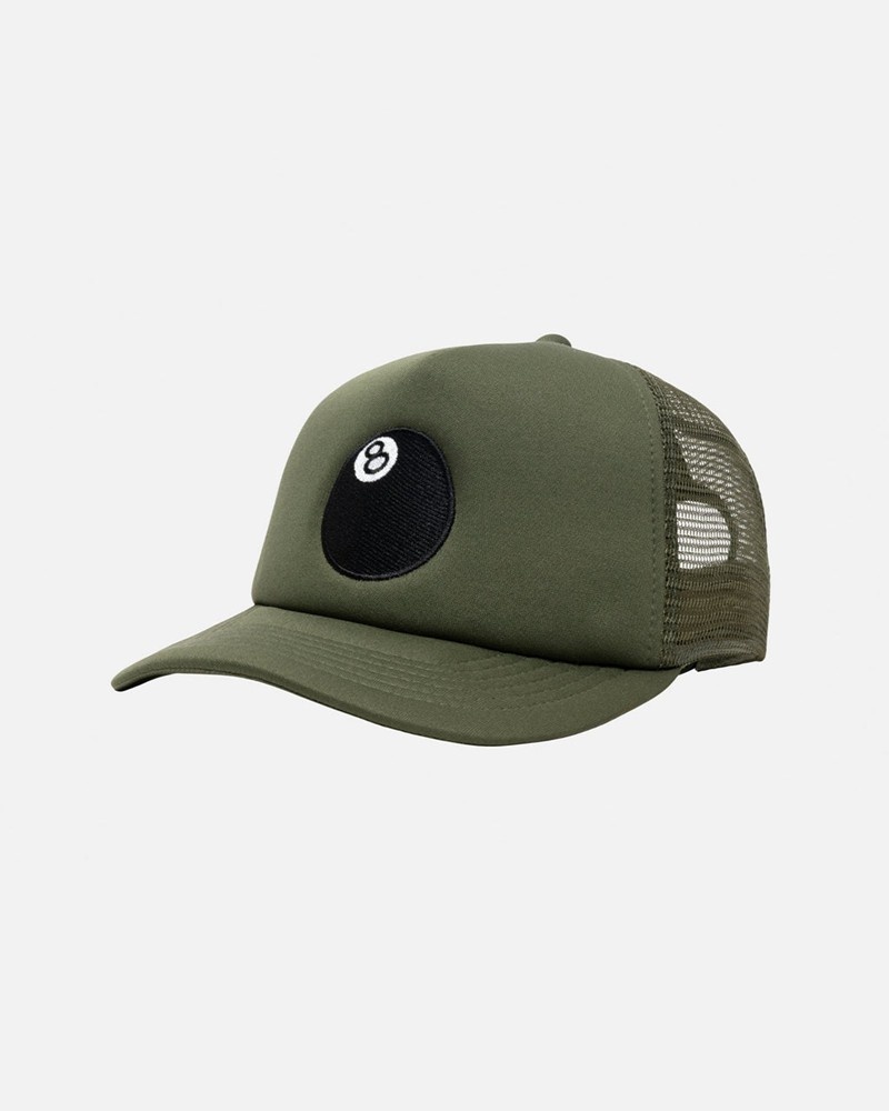 Sombreros Stussy TRUCKER 8 BALL SNAPBACK Unisex Verde Oliva | UZRJ-86375