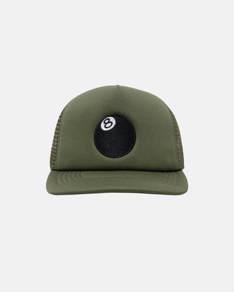 Sombreros Stussy TRUCKER 8 BALL SNAPBACK Unisex Verde Oliva | UZRJ-86375