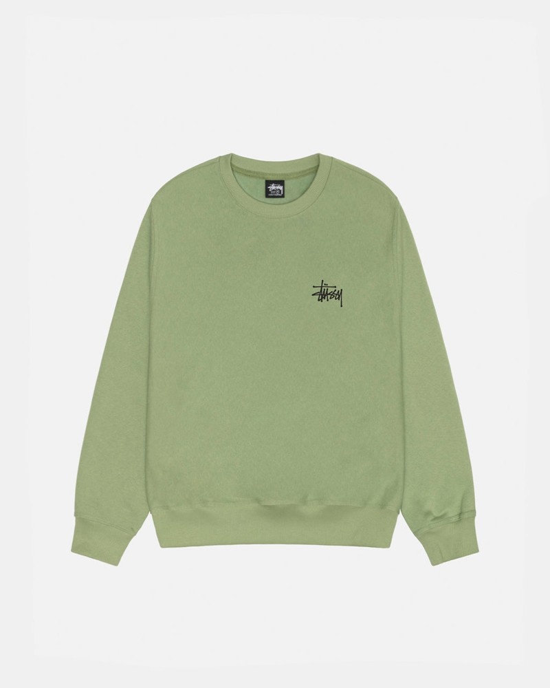 Sudadera Stussy BASIC CREW Unisex Verdes | ERJP-41306