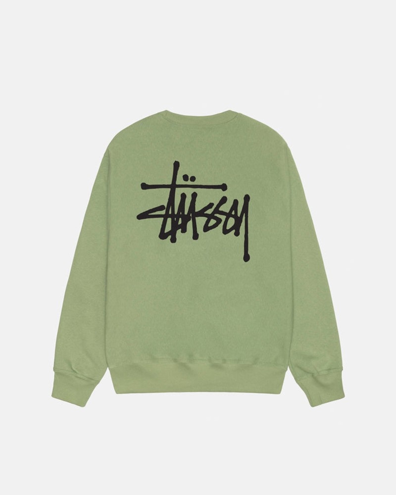 Sudadera Stussy BASIC CREW Unisex Verdes | ERJP-41306