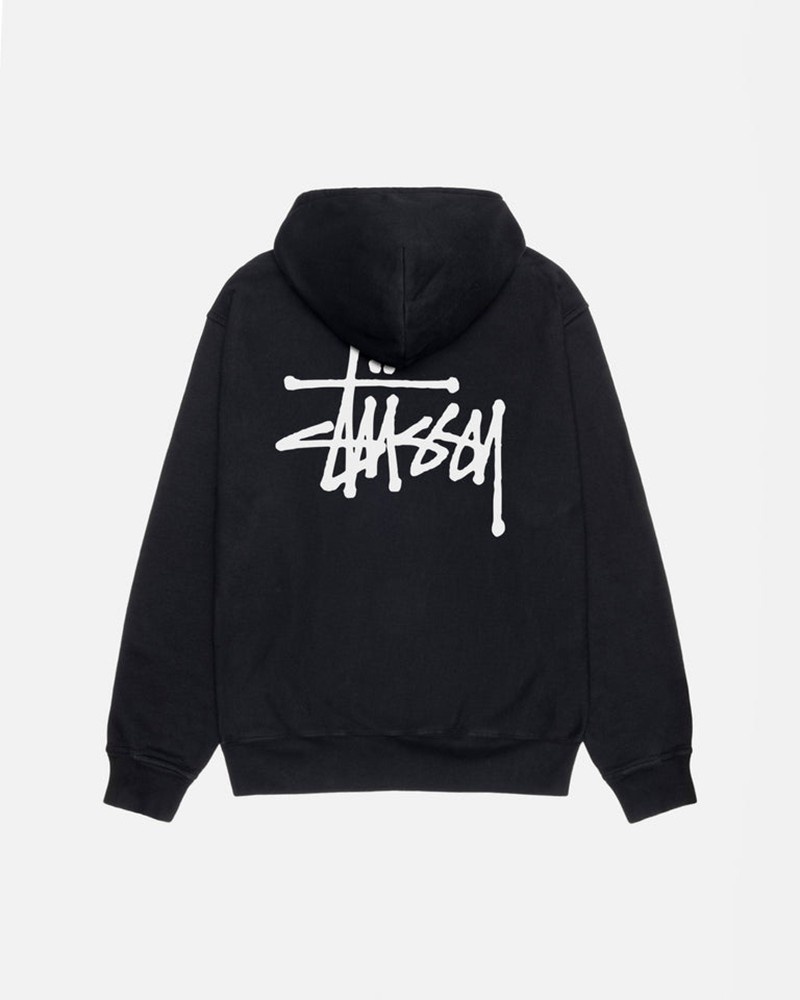 Sudadera Stussy BASIC HOODIE PIGMENT DYED Unisex Negros | FVBY-04265