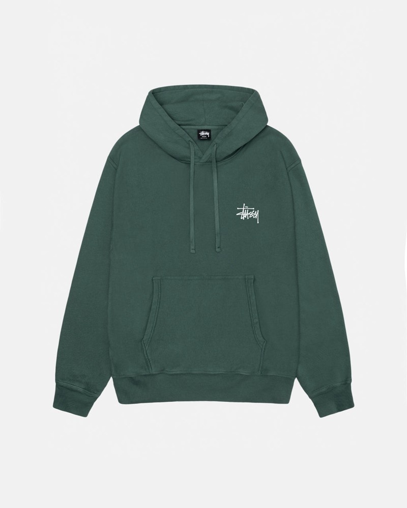 Sudadera Stussy BASIC HOODIE PIGMENT DYED Unisex Verdes | KGOQ-17524