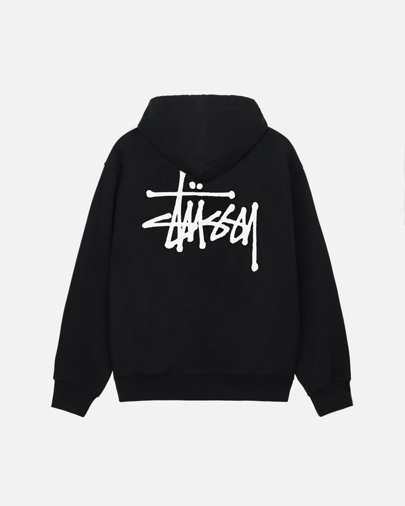 Sudadera Stussy BASIC ZIP HOODIE Unisex Negros | RXZN-26370