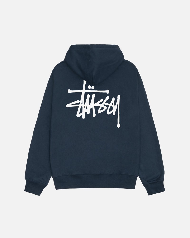 Sudadera Stussy BASIC ZIP HOODIE Unisex Azul Marino | WSIV-67201