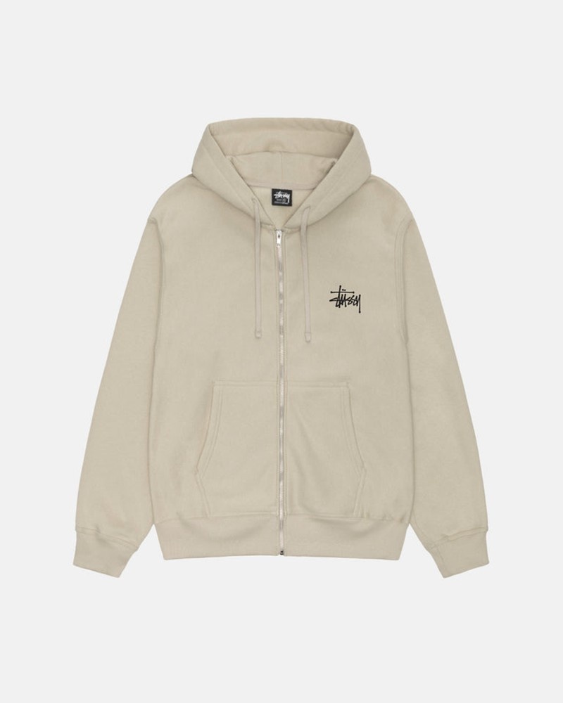 Sudadera Stussy BASIC ZIP HOODIE Unisex Kaki | MTHR-41803