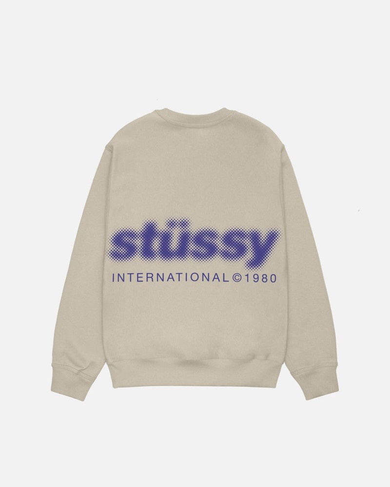 Sudadera Stussy BLUR CREW Unisex Kaki | SMZG-31956