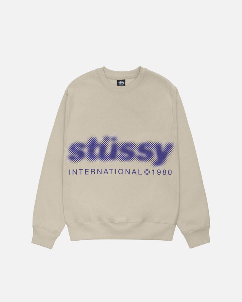 Sudadera Stussy BLUR CREW Unisex Kaki | SMZG-31956