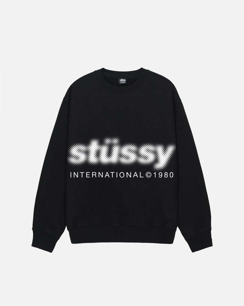 Sudadera Stussy BLUR CREW Unisex Negros | IXGU-01482