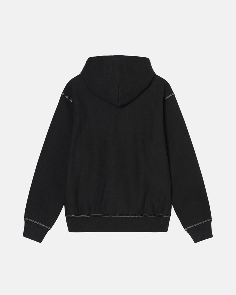 Sudadera Stussy CONTRAST STITCH LABEL HOODIE Unisex Negros | JOPS-97568