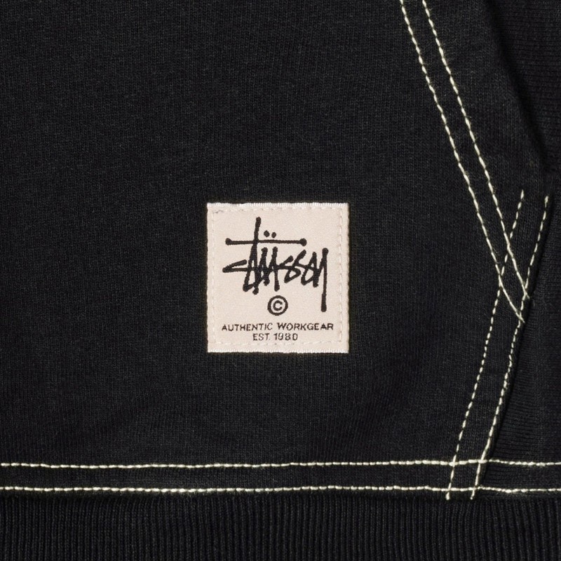 Sudadera Stussy CONTRAST STITCH LABEL HOODIE Unisex Negros | JOPS-97568