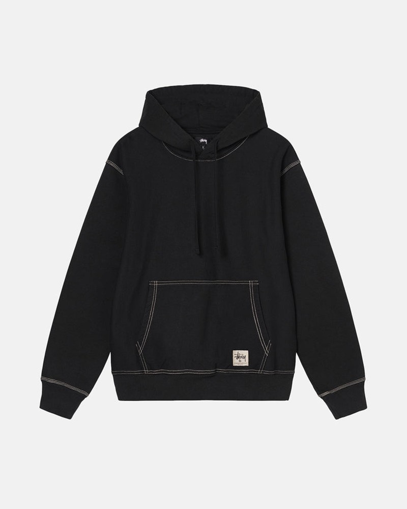 Sudadera Stussy CONTRAST STITCH LABEL HOODIE Unisex Negros | JOPS-97568