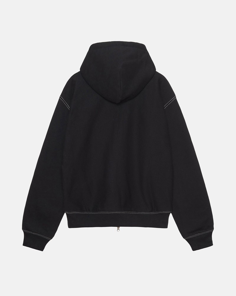 Sudadera Stussy DOUBLE FACE LABEL ZIP HOODIE Unisex Negros | WMSK-84372