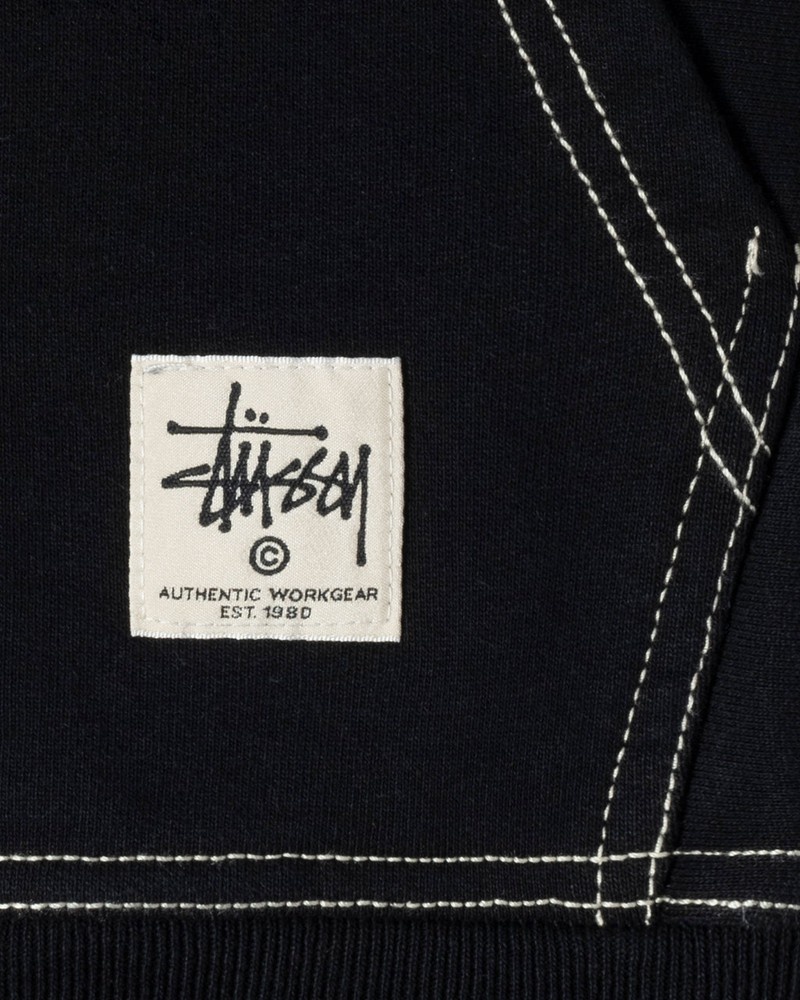 Sudadera Stussy DOUBLE FACE LABEL ZIP HOODIE Unisex Negros | WMSK-84372