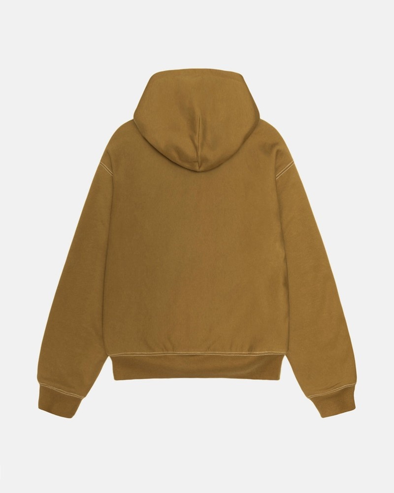 Sudadera Stussy DOUBLE FACE LABEL ZIP HOODIE Unisex Verde Oliva | IPCD-90375