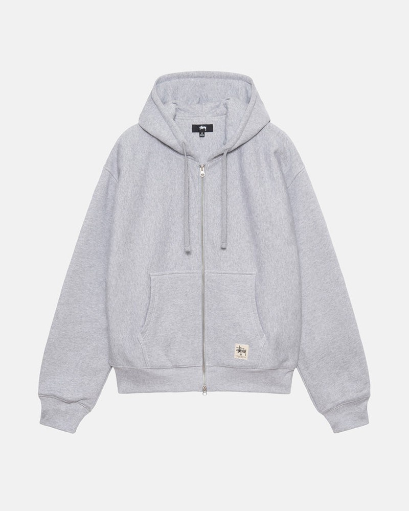 Sudadera Stussy DOUBLE FACE LABEL ZIP HOODIE Unisex Grises | LNYI-06258