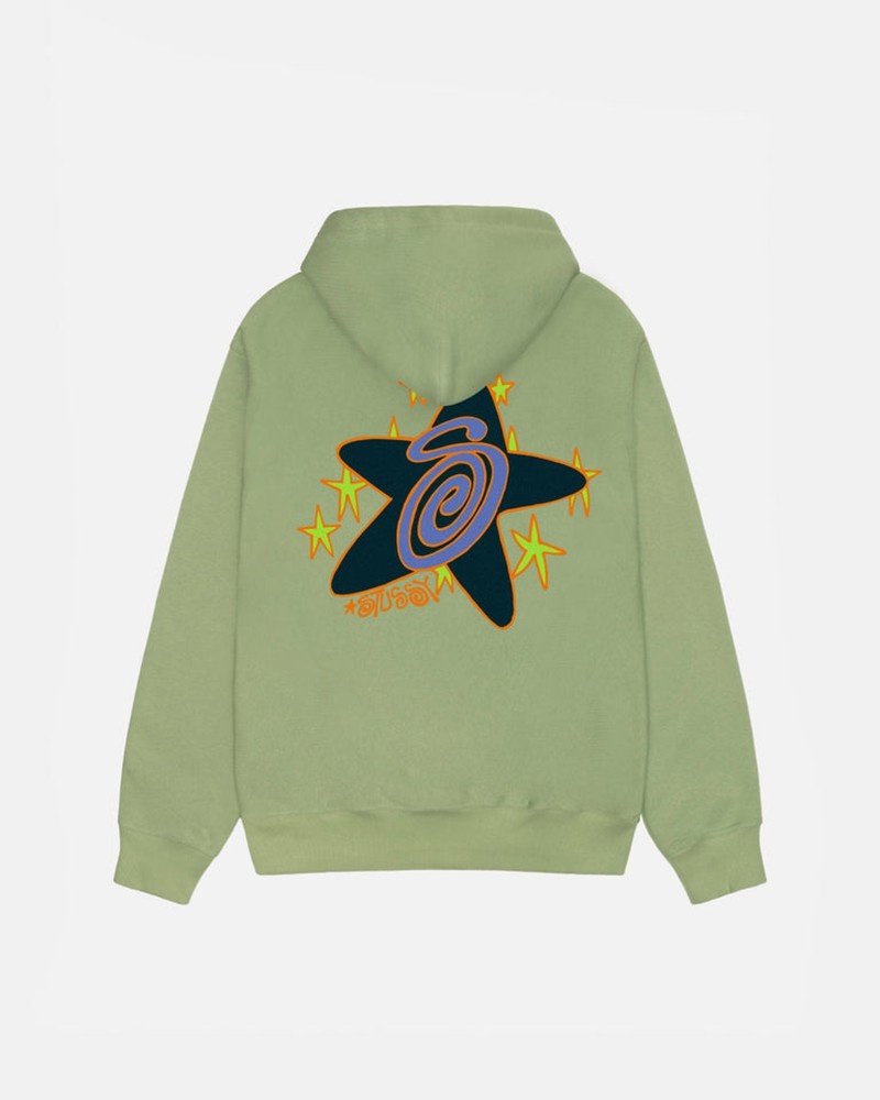 Sudadera Stussy GALAXY HOODIE Unisex Verdes | CJMO-21396