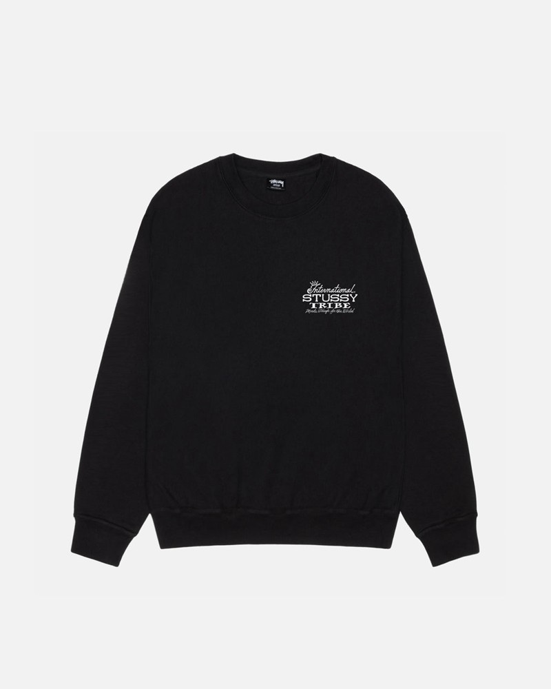 Sudadera Stussy IST CREW PIGMENT DYED Unisex Negros | HBZJ-89647