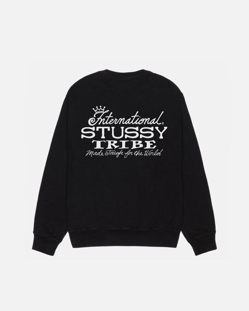 Sudadera Stussy IST CREW PIGMENT DYED Unisex Negros | HBZJ-89647