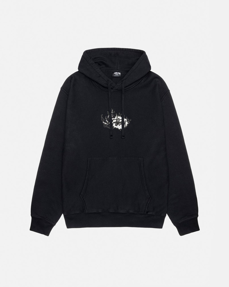 Sudadera Stussy MOSAIC DRAGON HOODIE PIGMENT DYED Unisex Negros | HKIG-74015