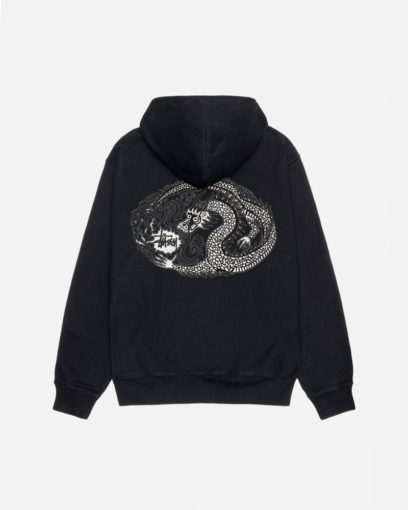 Sudadera Stussy MOSAIC DRAGON HOODIE PIGMENT DYED Unisex Negros | HKIG-74015