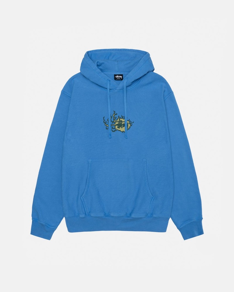 Sudadera Stussy MOSAIC DRAGON HOODIE PIGMENT DYED Unisex Azules | GZBY-19248