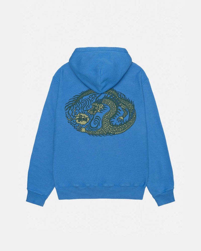 Sudadera Stussy MOSAIC DRAGON HOODIE PIGMENT DYED Unisex Azules | GZBY-19248