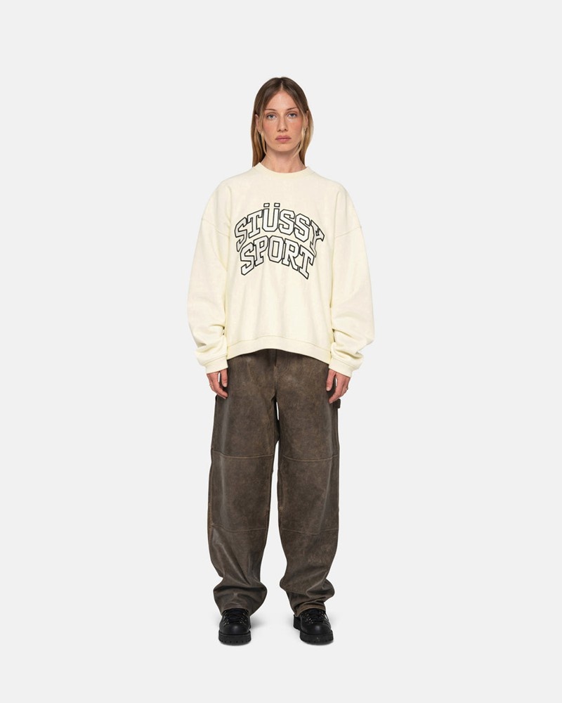 Sudadera Stussy SPORT RELAXED OVERSIZED CREW Unisex Blancos | RTQS-96542