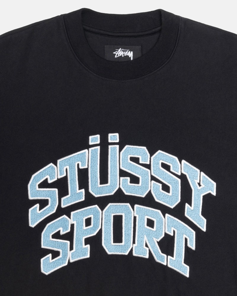 Sudadera Stussy SPORT RELAXED OVERSIZED CREW Unisex Negros | CGTJ-59840