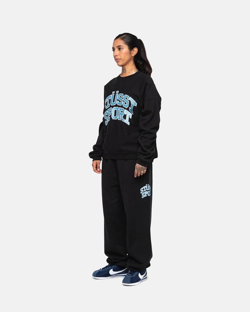 Sudadera Stussy SPORT RELAXED OVERSIZED CREW Unisex Negros | CGTJ-59840