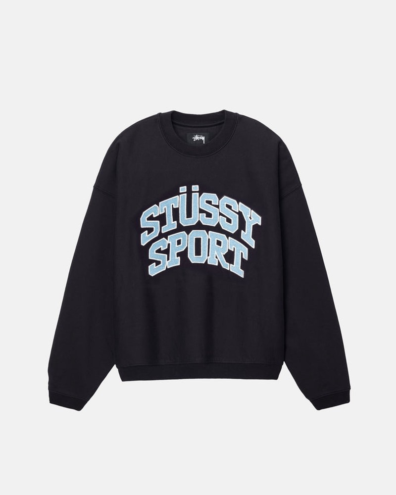 Sudadera Stussy SPORT RELAXED OVERSIZED CREW Unisex Negros | CGTJ-59840