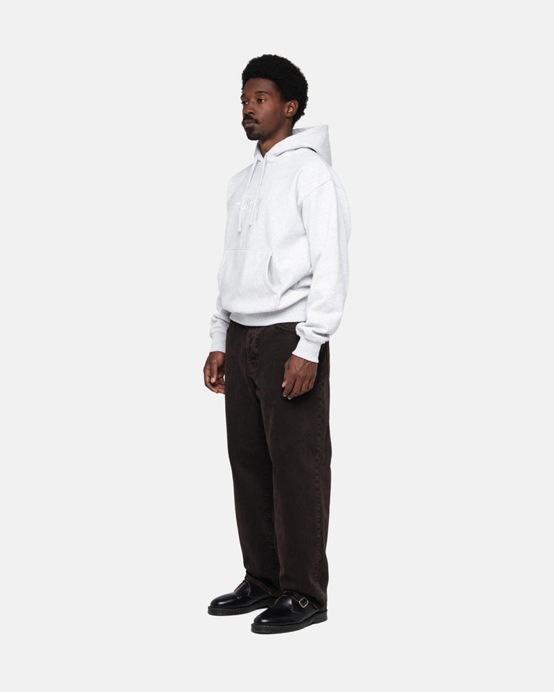 Sudadera Stussy STOCK LOGO APPLIQUE HOODIE Unisex Grises Blancos | VGMD-15764