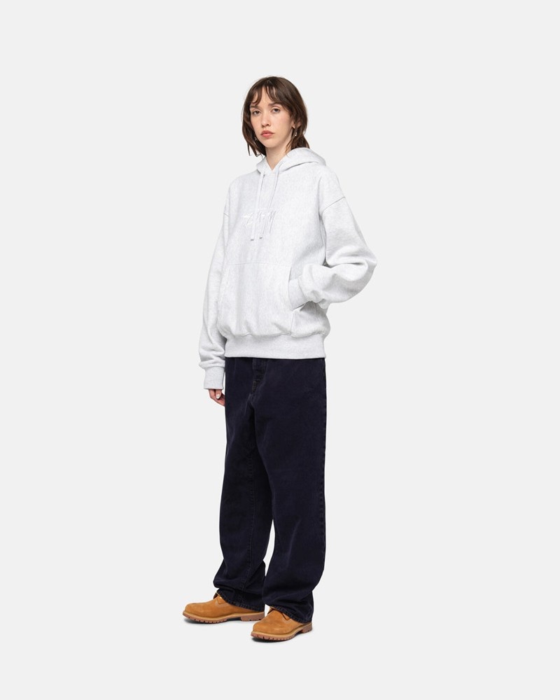 Sudadera Stussy STOCK LOGO APPLIQUE HOODIE Unisex Grises Blancos | VGMD-15764